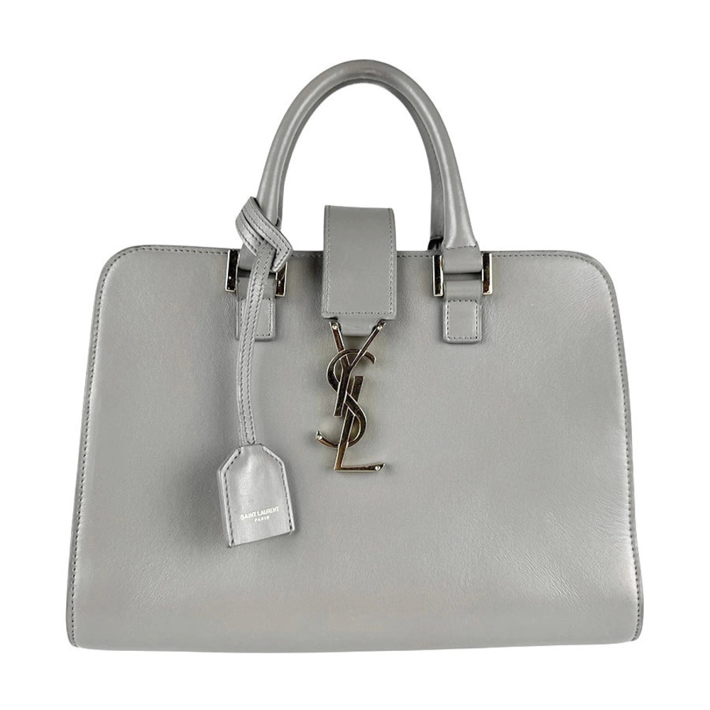 Saint Laurent Baby Cabas Leather 2way Shoulder Bag Gray